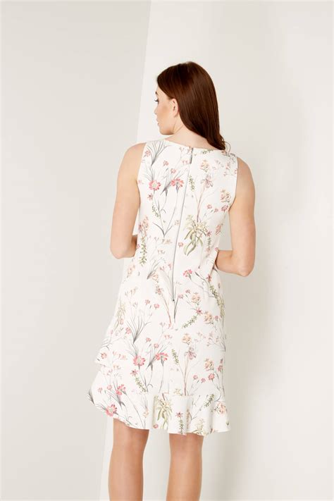 gucci ivory vintage floral print ruffle hem mini spring dress